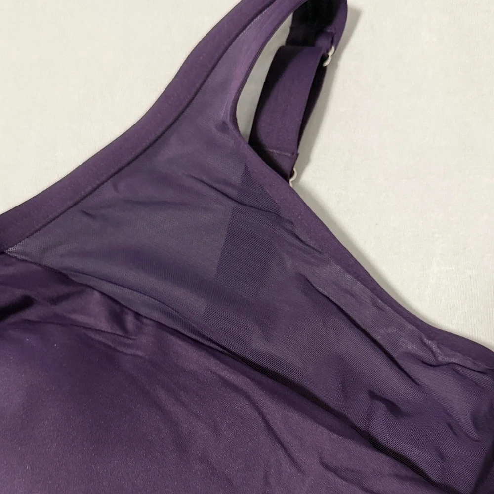 Lands' End Women's Plum High Neck Mesh Top Tankini Swim Top 16W NWT